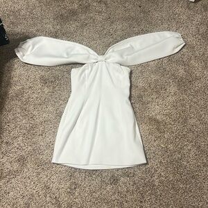 Meshki big bow off shoulder small white dress ‼️WORN ONCE‼️